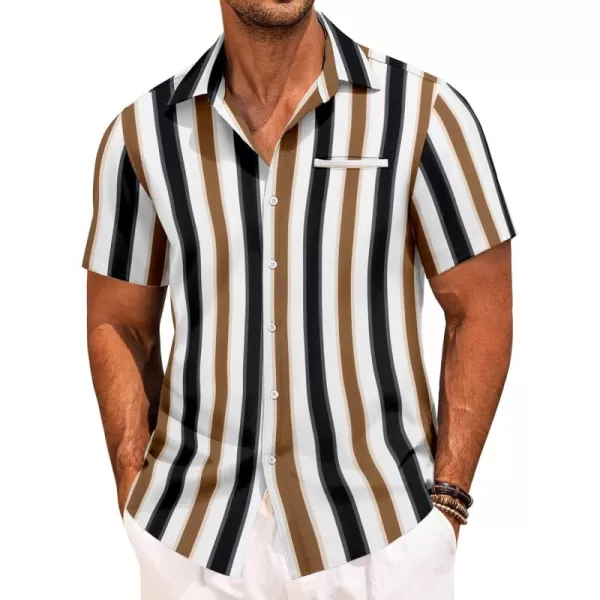 COOFANDY Mens Casual Linen Shirt Short Sleeve Button Down Shirt Summer Beach Hawaiian Shirts