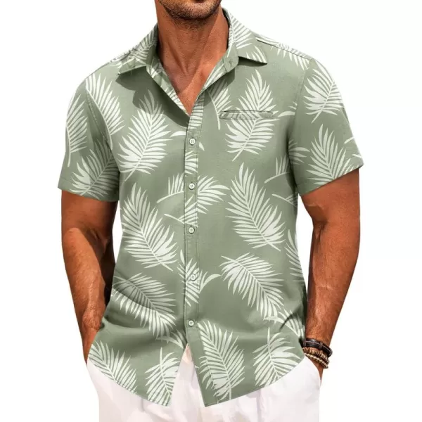 COOFANDY Mens Casual Linen Shirt Short Sleeve Button Down Shirt Summer Beach Hawaiian Shirts