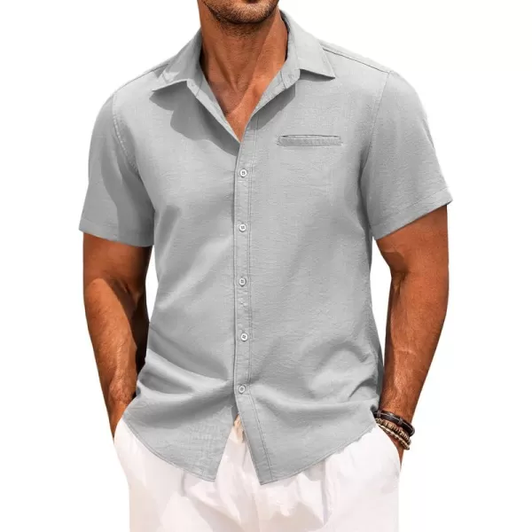 COOFANDY Mens Casual Linen Shirt Short Sleeve Button Down Shirt Summer Beach Hawaiian Shirts
