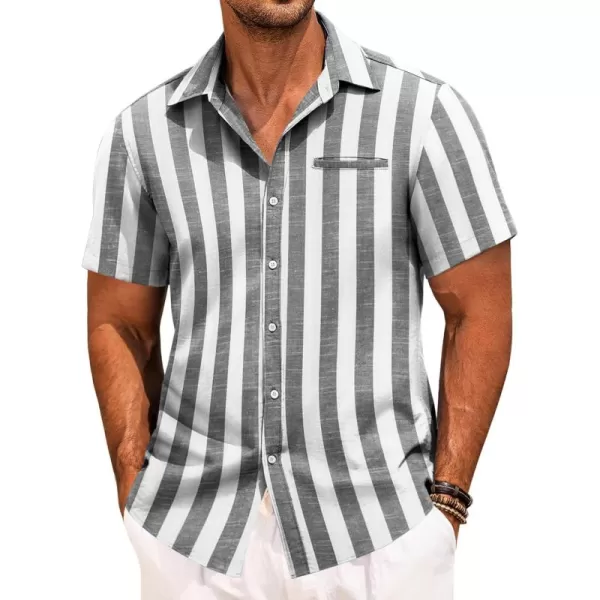 COOFANDY Mens Casual Linen Shirt Short Sleeve Button Down Shirt Summer Beach Hawaiian Shirts
