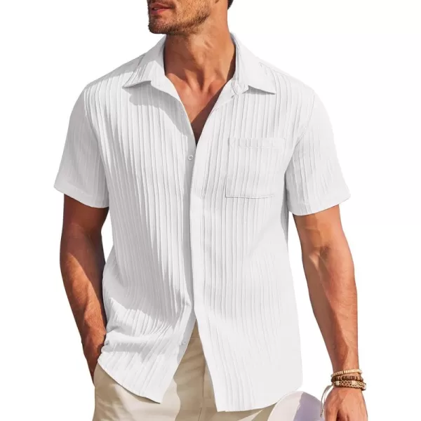 COOFANDY Mens Casual Shirts Short Sleeve Button Down Shirts Fashion Textured Summer Beach Shirt