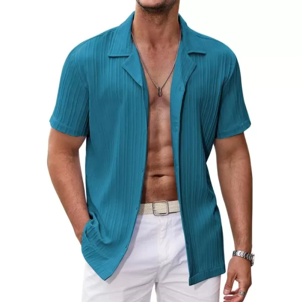 COOFANDY Men's Casual Shirts Short Sleeve Button Down Shirts Fashion Textured Summer Beach Shirt