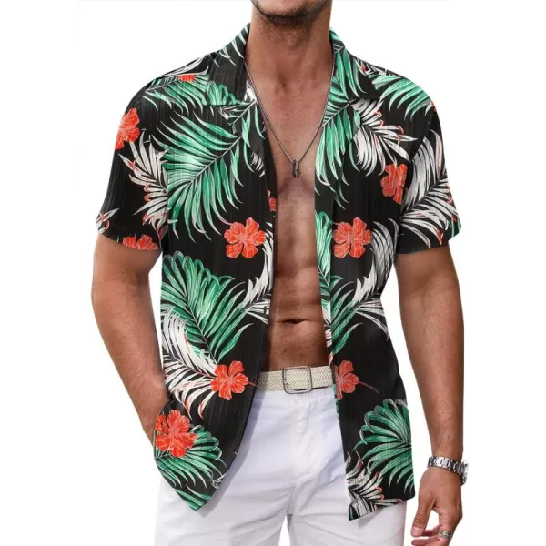 COOFANDY Men's Casual Shirts Short Sleeve Button Down Shirts Fashion Textured Summer Beach Shirt