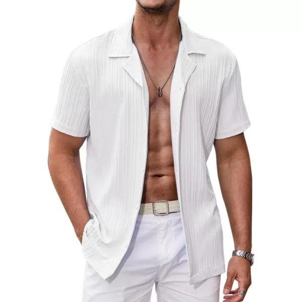 COOFANDY Men's Casual Shirts Short Sleeve Button Down Shirts Fashion Textured Summer Beach Shirt