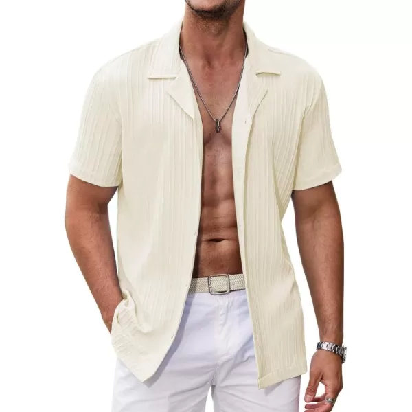 COOFANDY Men's Casual Shirts Short Sleeve Button Down Shirts Fashion Textured Summer Beach Shirt