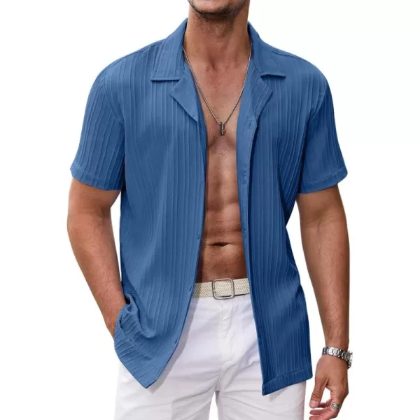 COOFANDY Men's Casual Shirts Short Sleeve Button Down Shirts Fashion Textured Summer Beach Shirt