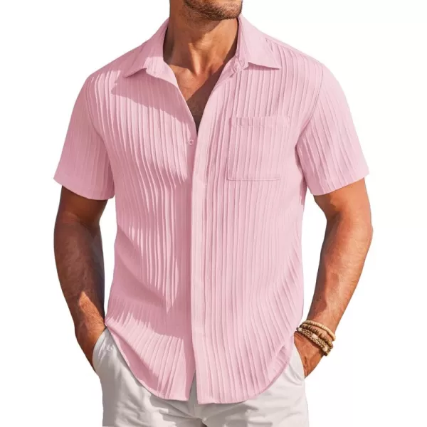 COOFANDY Mens Casual Shirts Short Sleeve Button Down Shirts Fashion Textured Summer Beach Shirt