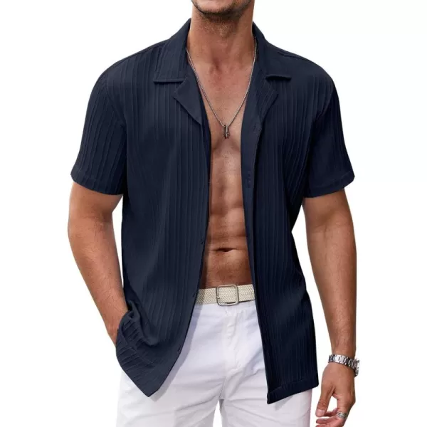 COOFANDY Men's Casual Shirts Short Sleeve Button Down Shirts Fashion Textured Summer Beach Shirt