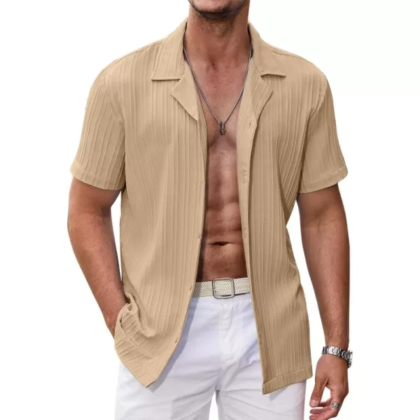 COOFANDY Men's Casual Shirts Short Sleeve Button Down Shirts Fashion Textured Summer Beach Shirt