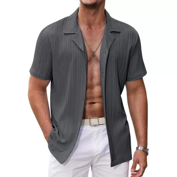 COOFANDY Men's Casual Shirts Short Sleeve Button Down Shirts Fashion Textured Summer Beach Shirt
