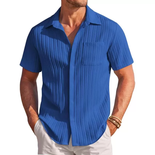 COOFANDY Mens Casual Shirts Short Sleeve Button Down Shirts Fashion Textured Summer Beach Shirt