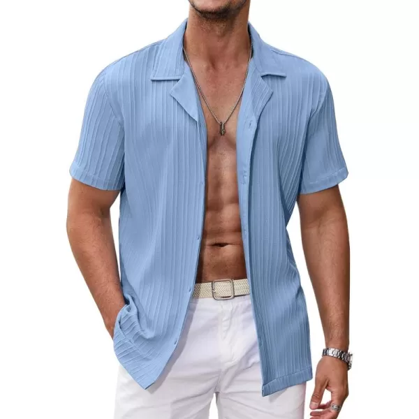 COOFANDY Men's Casual Shirts Short Sleeve Button Down Shirts Fashion Textured Summer Beach Shirt