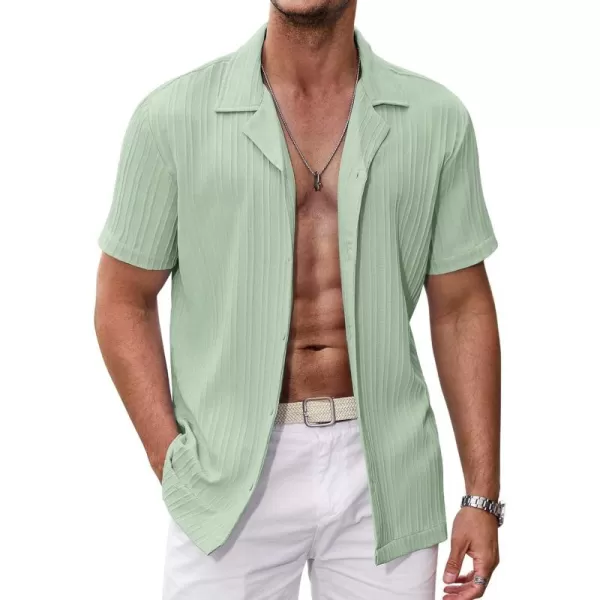 COOFANDY Men's Casual Shirts Short Sleeve Button Down Shirts Fashion Textured Summer Beach Shirt