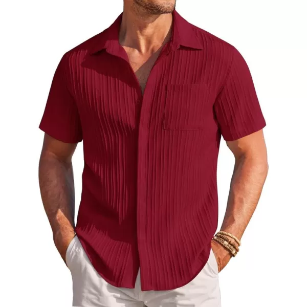 COOFANDY Mens Casual Shirts Short Sleeve Button Down Shirts Fashion Textured Summer Beach Shirt