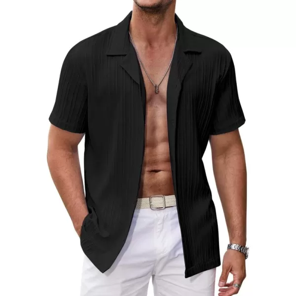 COOFANDY Men's Casual Shirts Short Sleeve Button Down Shirts Fashion Textured Summer Beach Shirt