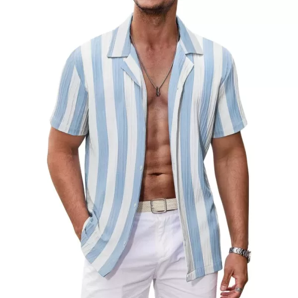 COOFANDY Men's Casual Shirts Short Sleeve Button Down Shirts Fashion Textured Summer Beach Shirt