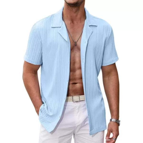 COOFANDY Men's Casual Shirts Short Sleeve Button Down Shirts Fashion Textured Summer Beach Shirt
