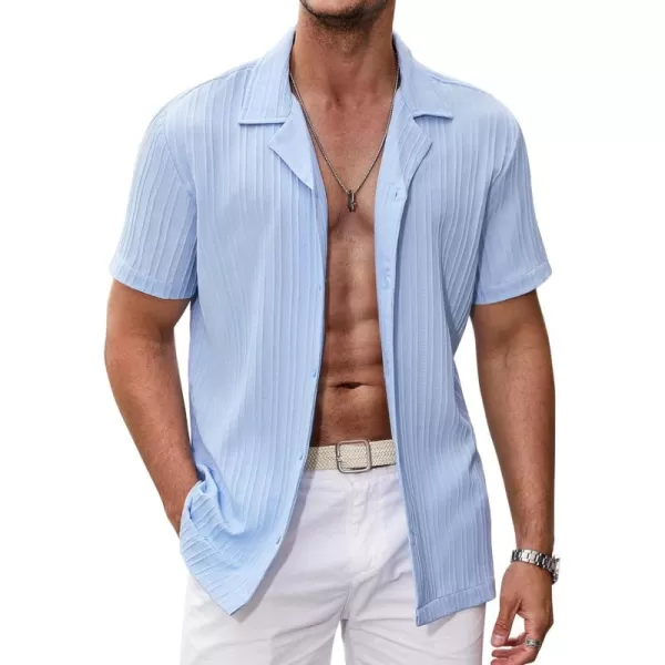 COOFANDY Men's Casual Shirts Short Sleeve Button Down Shirts Fashion Textured Summer Beach Shirt