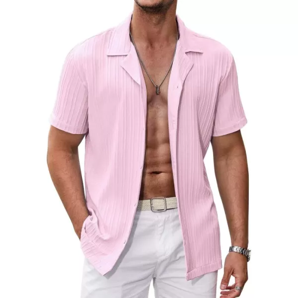 COOFANDY Men's Casual Shirts Short Sleeve Button Down Shirts Fashion Textured Summer Beach Shirt