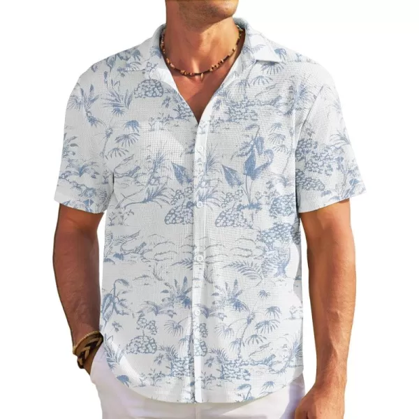 COOFANDY Men's Casual Shirts Short Sleeve Waffle Knit Button Down Shirt Summer Beach Tops