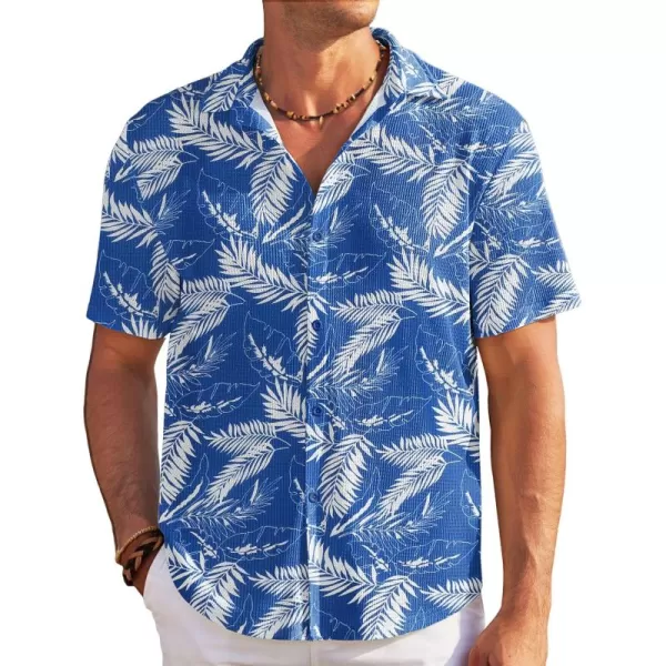 COOFANDY Men's Casual Shirts Short Sleeve Waffle Knit Button Down Shirt Summer Beach Tops