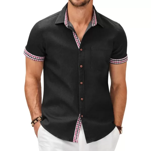 COOFANDY Men's Casual Short Sleeve Button Down Dress Shirt Denim Work Shirts