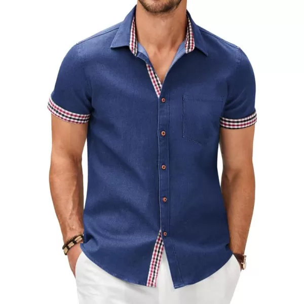 COOFANDY Men's Casual Short Sleeve Button Down Dress Shirt Denim Work Shirts