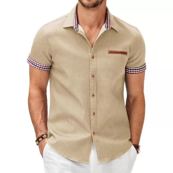 COOFANDY Men's Casual Short Sleeve Button Down Dress Shirt Denim Work Shirts