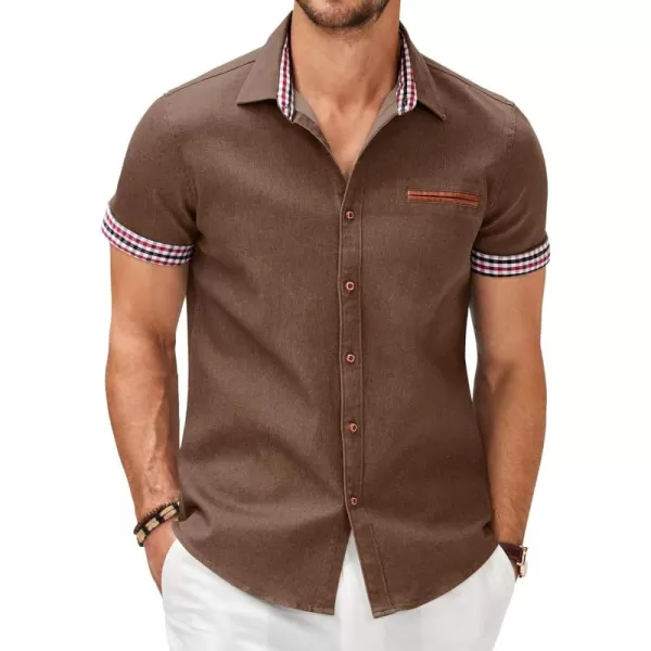 COOFANDY Men's Casual Short Sleeve Button Down Dress Shirt Denim Work Shirts
