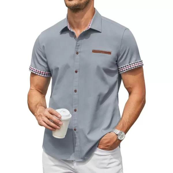 COOFANDY Men's Casual Short Sleeve Button Down Dress Shirt Denim Work Shirts