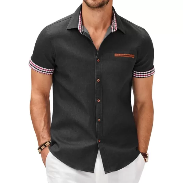 COOFANDY Men's Casual Short Sleeve Button Down Dress Shirt Denim Work Shirts