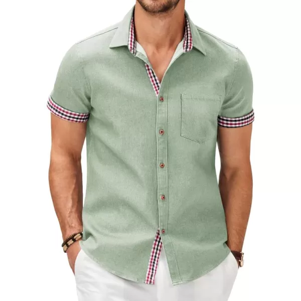 COOFANDY Men's Casual Short Sleeve Button Down Dress Shirt Denim Work Shirts