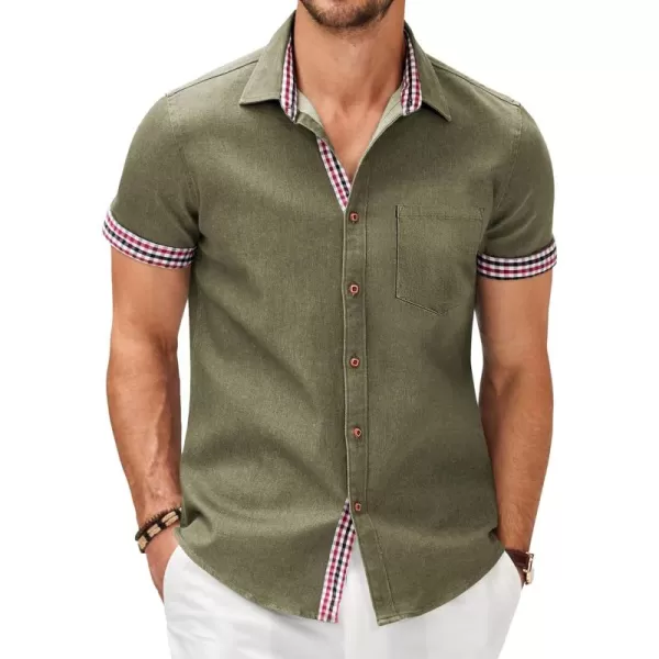COOFANDY Men's Casual Short Sleeve Button Down Dress Shirt Denim Work Shirts