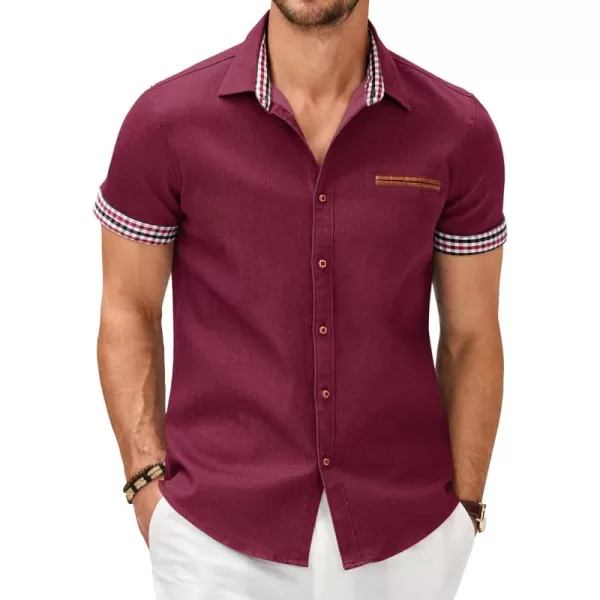 COOFANDY Men's Casual Short Sleeve Button Down Dress Shirt Denim Work Shirts