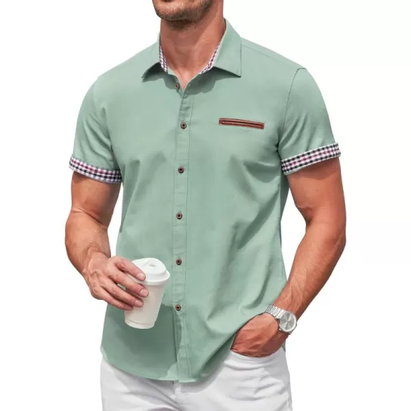 COOFANDY Men's Casual Short Sleeve Button Down Dress Shirt Denim Work Shirts