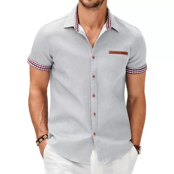 COOFANDY Men's Casual Short Sleeve Button Down Dress Shirt Denim Work Shirts
