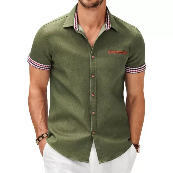 COOFANDY Men's Casual Short Sleeve Button Down Dress Shirt Denim Work Shirts