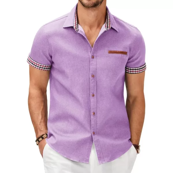 COOFANDY Men's Casual Short Sleeve Button Down Dress Shirt Denim Work Shirts