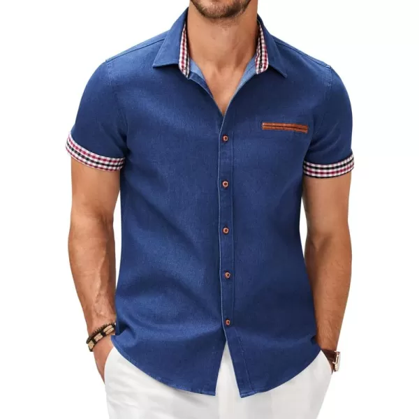 COOFANDY Men's Casual Short Sleeve Button Down Dress Shirt Denim Work Shirts
