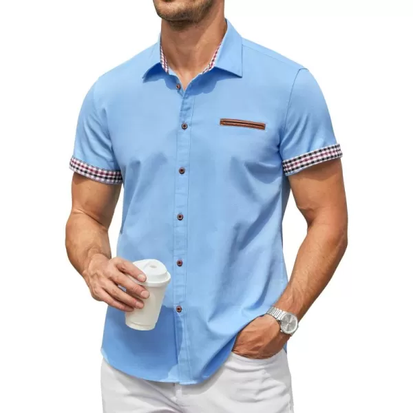 COOFANDY Men's Casual Short Sleeve Button Down Dress Shirt Denim Work Shirts