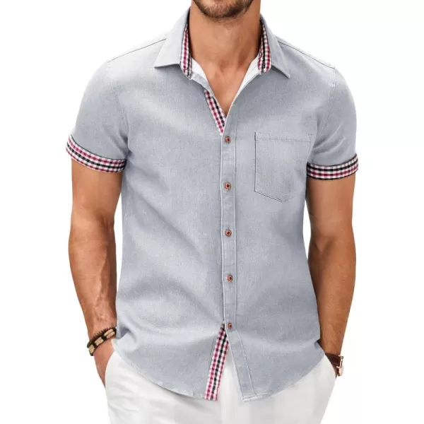 COOFANDY Men's Casual Short Sleeve Button Down Dress Shirt Denim Work Shirts