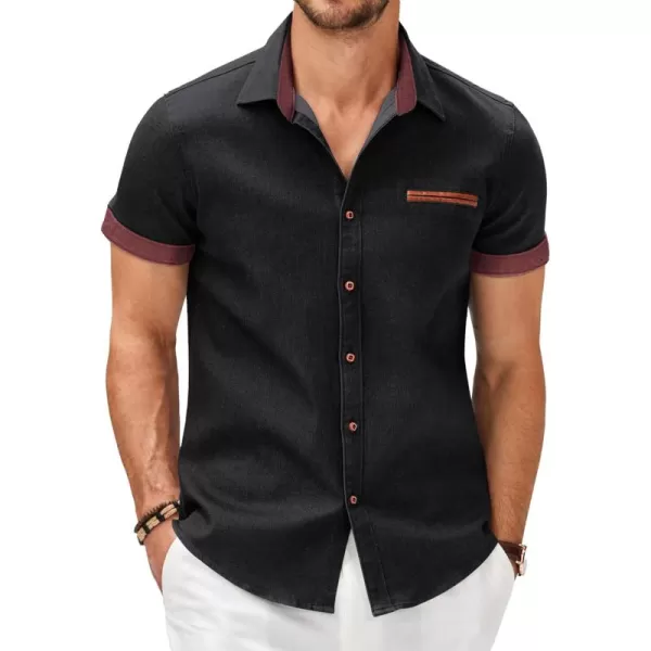 COOFANDY Men's Casual Short Sleeve Button Down Dress Shirt Denim Work Shirts