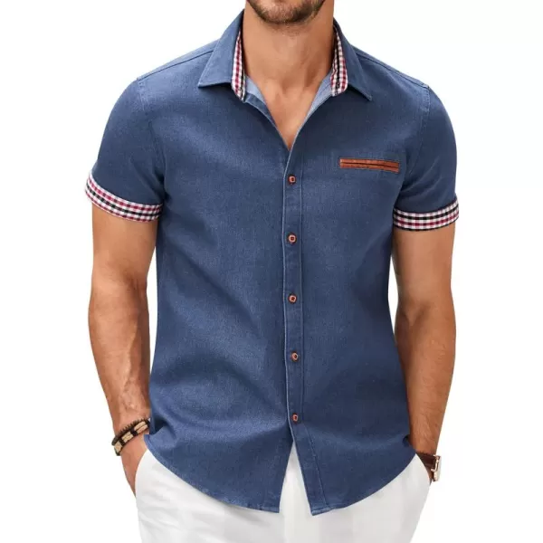 COOFANDY Men's Casual Short Sleeve Button Down Dress Shirt Denim Work Shirts
