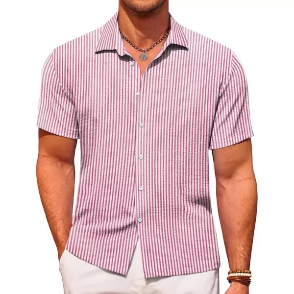 COOFANDY Men's Casual Short Sleeve Button Down Shirt Textured Summer Beach Shirt