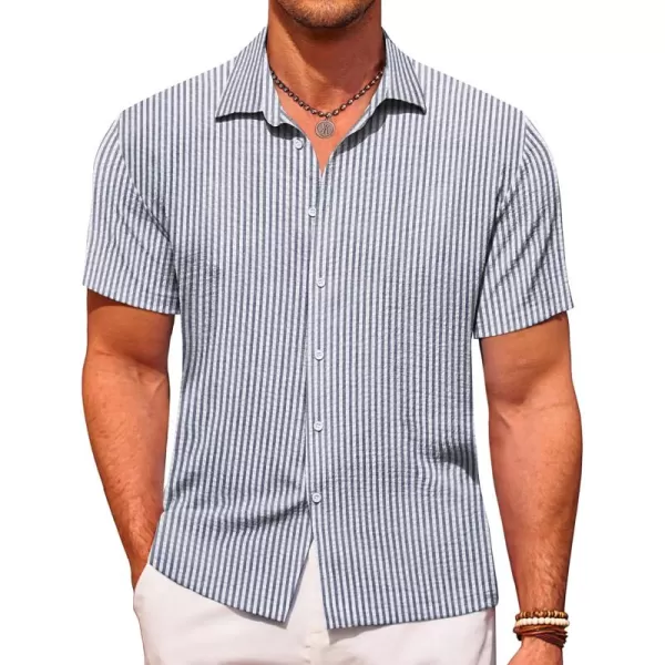 COOFANDY Men's Casual Short Sleeve Button Down Shirt Textured Summer Beach Shirt