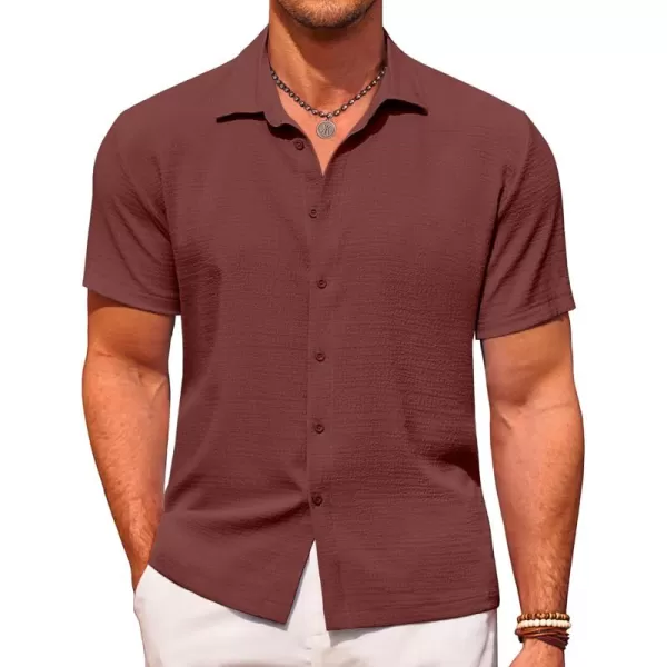 COOFANDY Men's Casual Short Sleeve Button Down Shirt Textured Summer Beach Shirt