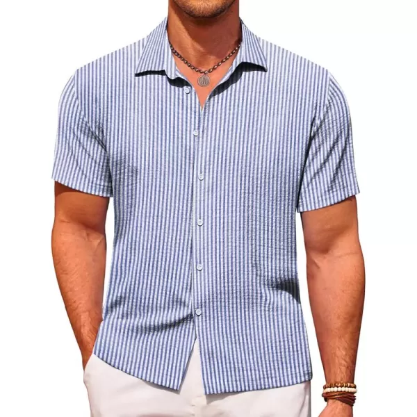 COOFANDY Men's Casual Short Sleeve Button Down Shirt Textured Summer Beach Shirt
