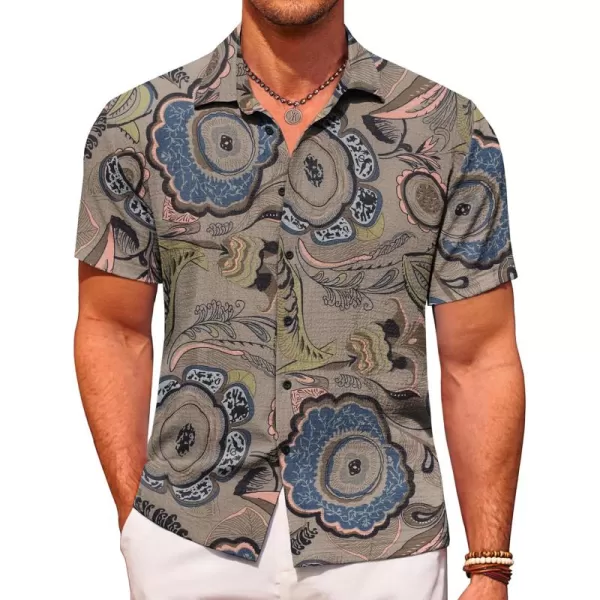 COOFANDY Men's Casual Short Sleeve Button Down Shirt Textured Summer Beach Shirt