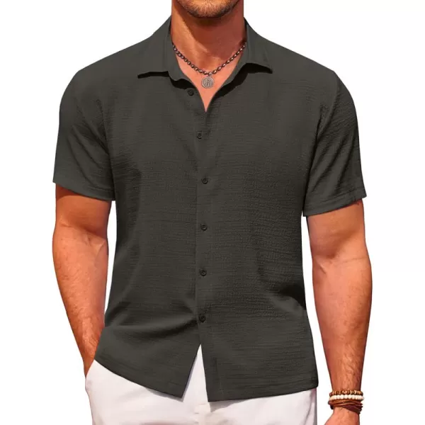 COOFANDY Men's Casual Short Sleeve Button Down Shirt Textured Summer Beach Shirt