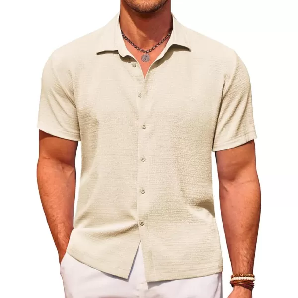 COOFANDY Men's Casual Short Sleeve Button Down Shirt Textured Summer Beach Shirt